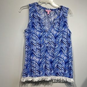 Lilly Pulitzer Blue Palm Tank Size Small